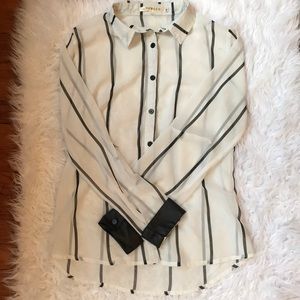 Black and white see through buttons down